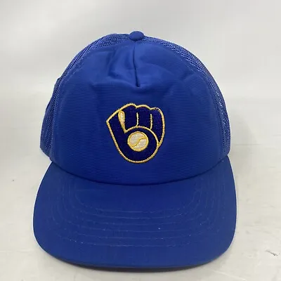 Vintage 80s Milwaukee Brewers Trucker Snapback Hat MLB Baseball Cap Embroidered • $13.99