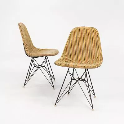 1960s Pair Of Eames Herman Miller DKR-1 Chairs W/ Eiffel Bases In Girard Fabric • £4865.59