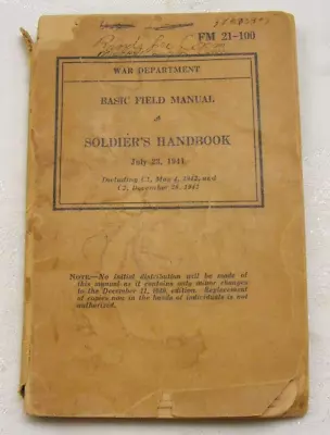 Vintage 1941 WW2 Era FM 21-100 Soldiers Handbook War Dept. 3-d • $53.99