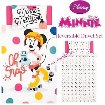 Disney George Minnie Mouse Single Duvet Cover Set Reversible Roller Mini Dots  • £12.99