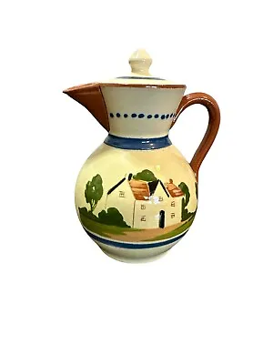 Watcombe Devon Motto Ware Pitcher With Lid Six Inches Tall Five Wide • $29.99