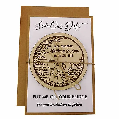 $81.39 • Buy Rustic Wedding Save The Date Magnets Wooden Engraved Magnet 20 Personalized-jF5