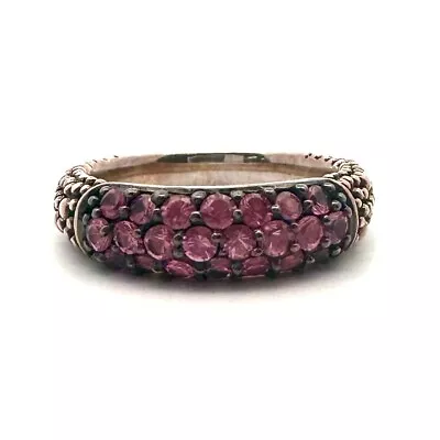 Michael Dawkins Sterling Silver Starry Night Pink Topaz Band Ring Size 5-A2442 • $49.99