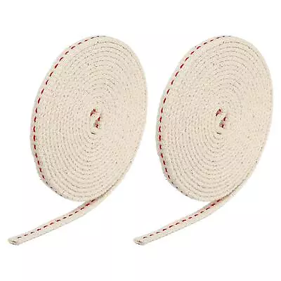 Cotton Oil Lamp Wick 6mm Flat Wide 2 Meter/6.5Ft Long With Red Stitch 2 Roll • £6.24