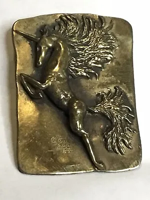 Vintage Carl Tasha Unicorn Solid Brass Belt Buckle 222/1000 Mid Century Art • $195