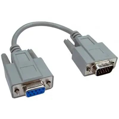Serial To VGA 9 Pin Female To 15 Pin Male Cable D9 HD15 SVGA Adapter Converter • £4.59