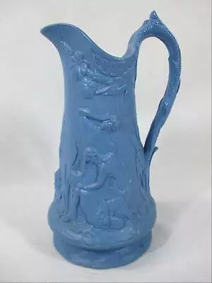 English Staffordshire Molded Pitcher / Jug Cain & Able In Rich Blue • $49.99