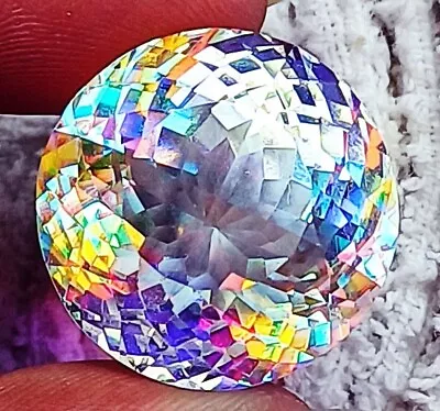 Certified 64.25 Ct Round Shape Loose Gemstone Rainbow Mystic Quartz • $23.79