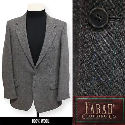 FARAH VINTAGE TWEED Mens 100% WOOL Patterned Sport Coat Suit Jacket Blazer 42 R • $49.99