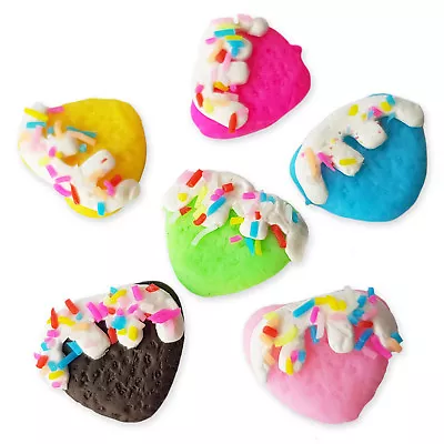 6pcs Clay Heart Cookies Flatback Cabochons Kawaii Craft Embellishments Decoden  • £2.29