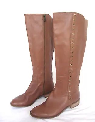 Michael Kors NWOB New Dora MK Women's Knee High Leather Riding Boots Luggage 9.5 • $119.99