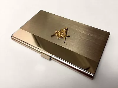 Masonic Business Card Holder Freemason Steel Gold Wallet ID Gift Metal Credit • $24.99