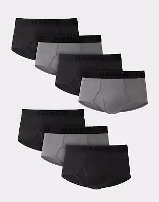 Hanes Brief 7 Pack Ultimate Men TAGLESS No Ride Up Comfort Flex Waist Black/Grey • $24