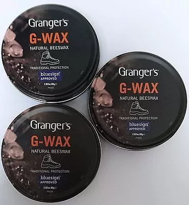 3x Grangers G Wax Natural Beeswax Leather Boot/Shoe Polish Dubbin Tin's Fabsil • £12.89