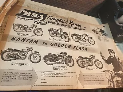 1954 BSA  Motorcycle Range Original UK Sales Advert BANTAM To GOLDEN FLASH  • $14.95