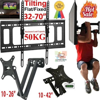 Tv Wall Bracket Mount Slim For 26 30 32 40 42 50 63 Inch Flat 3d Lcd Led Plasma • £8.99