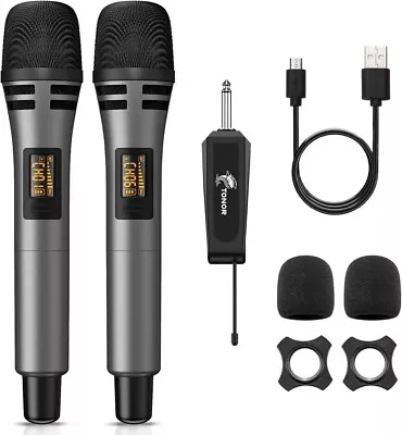 Wireless Microphone TONOR UHF Dual Cordless Metal Dynamic Mic System With For • £55