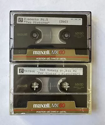 2 Vintage Maxell MX 60 Metal IEC TYPE IV Cassette Tapes.  Free Shipping. • $18.75