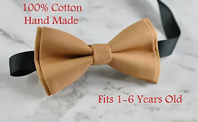 Boy Kids Baby 100% Cotton Lion Camel Pale Brown Bow Tie Bowtie 1-6 Years Old • £4.65