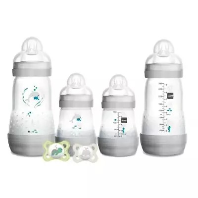 MAM Feed & Soothe Set (Grey) Includes Anti-Colic Bottles & Soothers   • £36.95