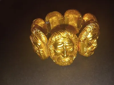 Heritage Museum Replica Antique Bracelet  Mask Gold Tone Comedy Tragedy Quality! • $115