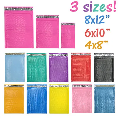 Assorted Sizes 8.5x12 6x9 & 4x8 Colored Poly Bubble Mailers Padded Envelopes! • $8.95