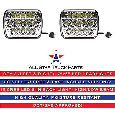 Pair Kenworth T300 1997-2010 7x6  5x7 Inch 15 LED Headlights High/Low Beam • $39.95