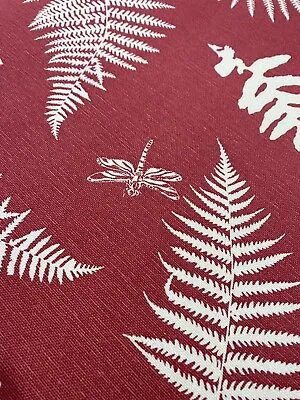Vanessa Arbuthnott Fern And Dragonfly Raspberry Fabric Remnant • £20