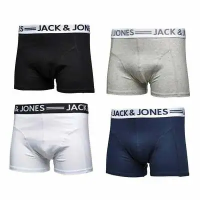 £6.99 • Buy Mens Jack & Jones New Sense Boxer Trunks Shorts Underwear Black Navy Grey White