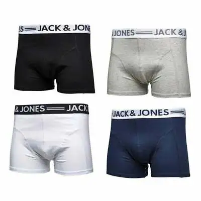 Mens Jack & Jones New Sense Boxer Trunks Shorts Underwear Black Navy Grey White • £6.99