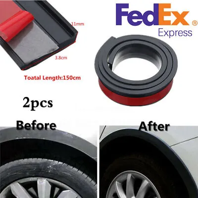 2Pcs 150cm Car Fender Flare Extension Wheel Eyebrow Protector Lip Moulding Trim • $28.03