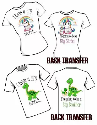 £1.25 • Buy I'm Going To Be Big Sister Unicorn Iron On T Shirt Transfer Big Brother Dinosaur