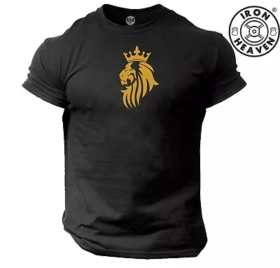 King Lion T Shirt Gym Clothing Bodybuilding Training Workout Exercise Boxing Top • £10.11