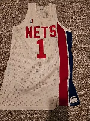 New Jersey Nets (Brooklyn) #1 Pearl Washington Sand Knit NBA Jersey Size 44 • $179.99