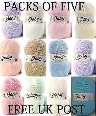 £10.99 • Buy 5 X 100g Baby Wool, Soft DK Double Knitting Yarn, Woolcraft Babycare & BabyDream