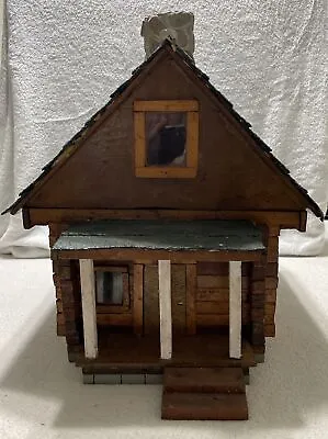 G Scale Model Train Wood Stone Plexiglass Log Cabin House Building Vintage 1 • $150.99