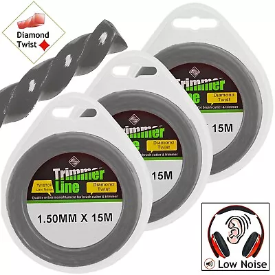 1.5mm Strimmer Line Single 3 X 15m Spool For QUALCAST GGT3001 GT2518 GT2826 • £14.89