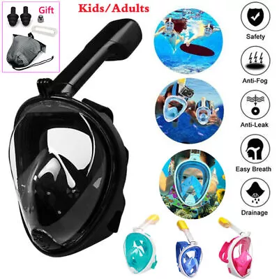 Kids Adults Snorkel Face Mask Swimming Scuba Diving Set Full Anti-Fog For Gopro • $17.88