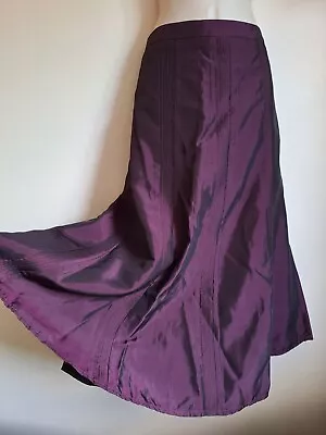 PER UNA @ M&S Satin Purple Midi Fishtail Y2k Vintage Skirt UK 16 EU 44 USA 12 • $23.58