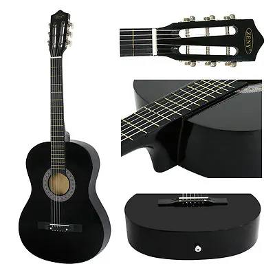 Black Acoustic Guitar 38 Full Size 6 Strings For Adult Kids With CaseStrapPick • $43.58