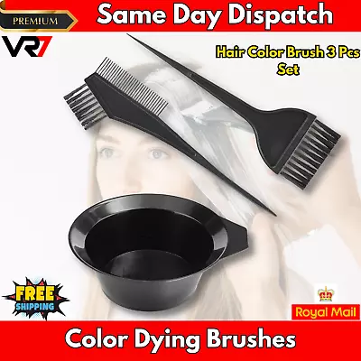 Hair Coloring Brush 3 Pcs Set Tint Tool Bleach Dye Color Dying Brushes New • £8.49