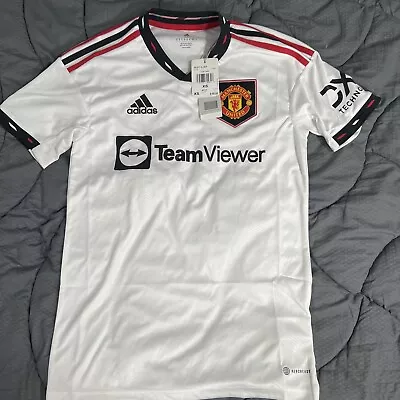 $90 Adidas Men's XS Manchester United 22/23 Away Jersey Soccer White H13880 NWT • $38