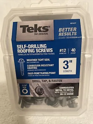 Teks #12 X 3 In. Hex-Washer-Head Roofing Screw With Washer (40-pieces Per Pack) • $16.99