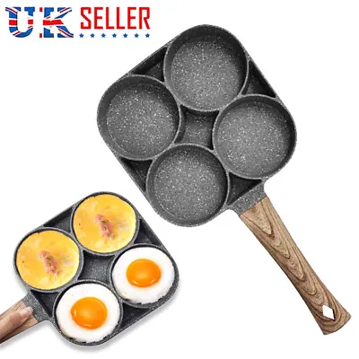 4 Hole Frying Pan Non-Stick Omelet Pancake Maker For Burger Breakfast Cooking • £8.99