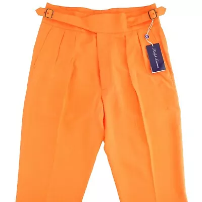 Ralph Lauren Purple Label Pleated Trouser Unfinished For Tailoring Orange • $149.99