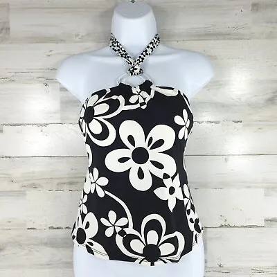 LA BLANCA By ROD BEATTIE FLORAL BLACK & WHITE BANDEAU TANKINI TOP WOMENS SIZE 8 • $26