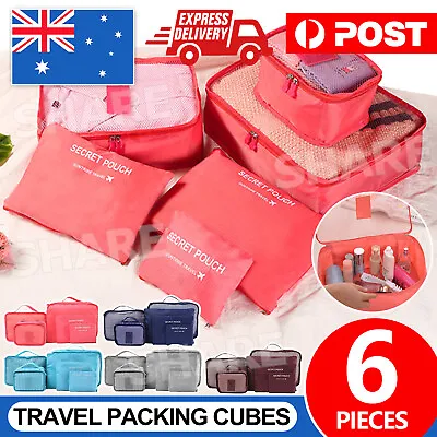 $9.95 • Buy 6PCS Packing Cubes Travel Pouches Luggage Organiser Clothes Suitcase Storage Bag