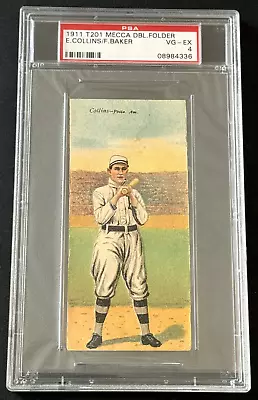 1911 T201 Mecca Double Folders Eddie COLLINS/Home Run BAKER PSA 4 VG EX Two HOFs • $575