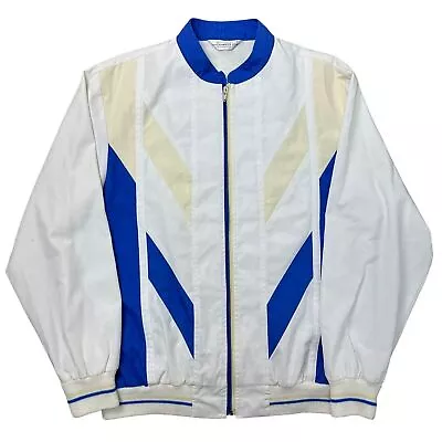 Gabicci Track Jacket 90s Vintage Crazy Festival Abstract Blue White Mens Large • £19.99