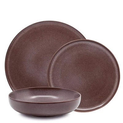 $67 • Buy 12pc Salt & Pepper Hue Series Stoneware Round Side/Dinner Plate/Bowls Set Wine